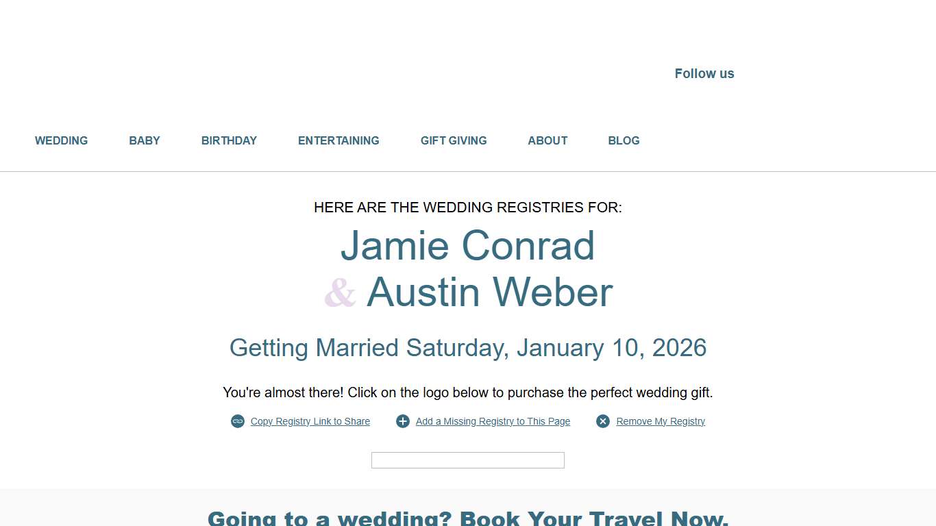 Jamie Conrad & Austin Weber's Wedding Registry - RegistryFinder.com